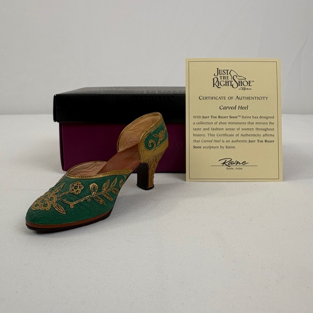 Vintage Just The Right Shoe By Raine Carved Heel 25096 1999 COA Box